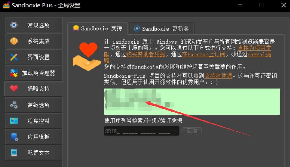 填写捐赠页面截图
