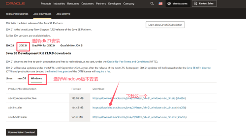 下载jdk21